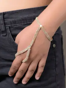 VAMA Women Crystals Handcrafted Gold-Plated Armlet Bracelet