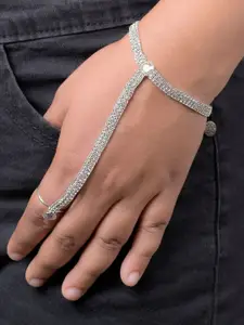 VAMA Women Crystals Handcrafted Silver-Plated Armlet Bracelet