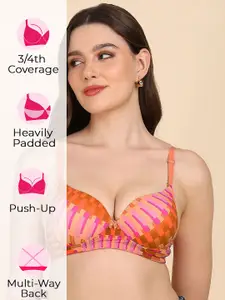 Tweens Geometric Printed Medium Coverage Heavily Padded T-Shirt Bra with All Day Comfort