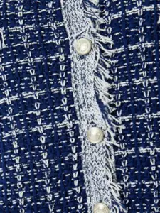 Koton Women Cotton Checked Knitted Cardigan Sweaters