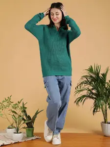 Stylecast X Kotty Women Self Design Ribbed Pullover