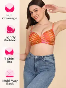 Tweens Geometric Printed Medium Coverage Lightly Padded T-Shirt Bra with All Day Comfort