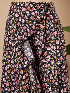 ZWERLON Floral Printed A-Line Maxi Skirt