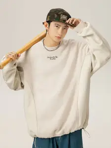 HERE&NOW Men Printed Oversized Pullover Sweatshirt