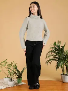 Stylecast X Kotty Women Turtle Neck Crop Pullover Sweater