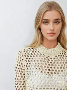 Stylecast X Kotty Women Cotton Self Design Pullover