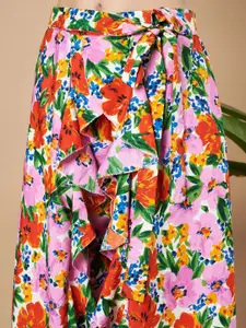 ZWERLON Printed A-Line Maxi Skirt