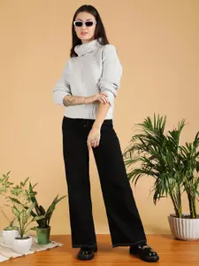 Stylecast X Kotty Women Turtle Neck Cable Knit Pullover Sweater