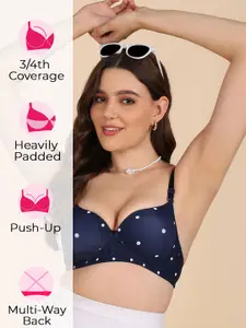 Tweens Polka Dots Printed Medium Coverage Heavily Padded Push-Up Bra with All Day Comfort