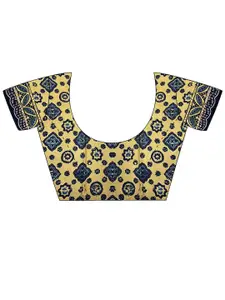 Saree mall Ethnic Motifs Beads and Stones Poly Crepe Block Print Sarees