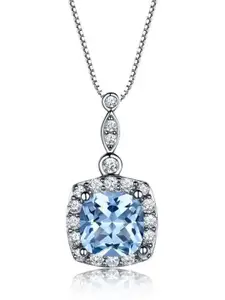 CAUER 925 Sterling Silver Rhodium-Plated Circular Pendants with Chains