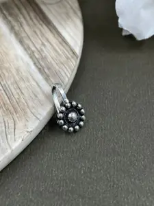 NAMAN ARTS Aneri Single Line Silver-Plated Oxidised Necklace Jewellery Set