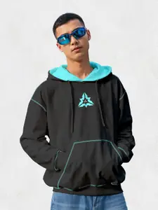 Crazymonk Printed Anime Gen Z Punk Oversized Fit Hooded Sweatshirt