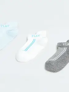 max Boys Pack Of 3 Patterned Shoe-Liner Socks