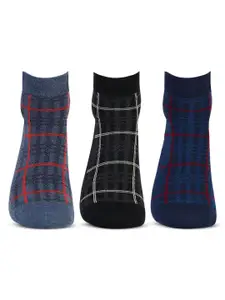 Bonjour Men Pack Of 3 Patterned Cotton Ankle-Length Socks