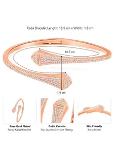 Peora Women Brass Cubic Zirconia Rose Gold-Plated Kada Bracelet