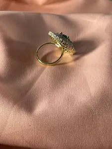 Niska Gold-Plated Cubic Zirconia Stone Studded Round Shaped Finger Ring