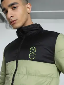 one8 x PUMA Men Colourblocked Reversible Outdoor Puffer Jacket with Patchwork