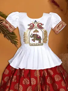 UFB Girls Embroidered Sequinned Ready to Wear Lehenga &