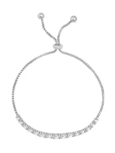 Peora Women Brass Cubic Zirconia Silver-Plated Charm Bracelet