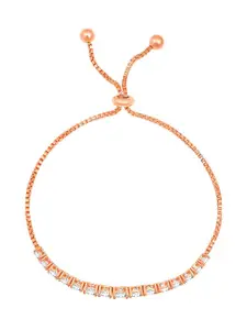Peora Women Brass Cubic Zirconia Rose Gold-Plated Charm Bracelet