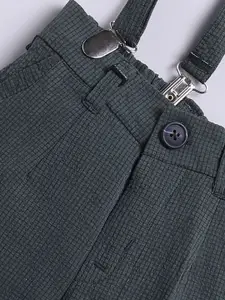 Little Collars Kids Checkered Suspender Shirt Pant Set