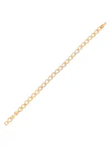 Peora Women Brass Cubic Zirconia Gold-Plated Link Bracelet