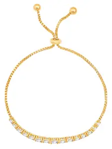 Peora Women Brass Cubic Zirconia Gold-Plated Wraparound Bracelet