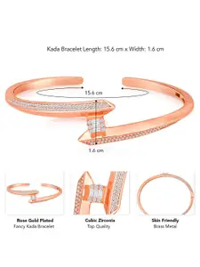 Peora Women Brass Cubic Zirconia Rose Gold-Plated Kada Bracelet