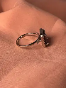 Niska Cubic Zirconia Stone Studded Square Shaped Finger Ring