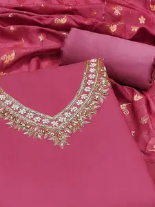 Peachmode Embroidered Yoke Design Zari Unstitched Dress Material