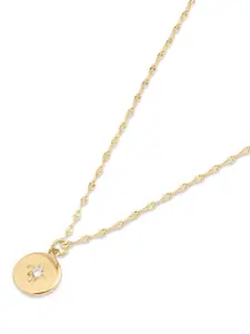 Accessorize 14k Gold-Plated Circular Stone Studded Pendant with Chain