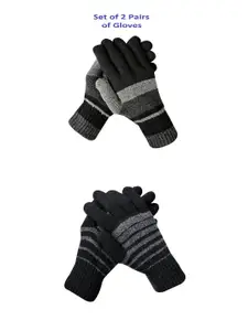 LOOM LEGACY Men Pack of 2 Striped Winter Gloves
