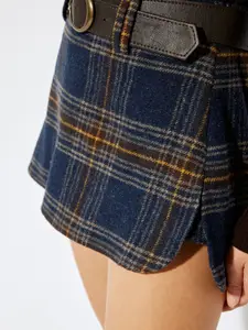 Koton Women Checked A-Line Mini Skirt