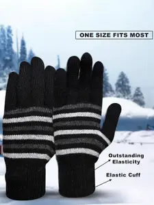 LOOM LEGACY Men Pack of 2 Striped Acrylic Winter Gloves