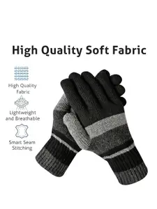 LOOM LEGACY Men Pack Of 2 Striped Acrylic Winter Gloves
