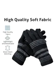 LOOM LEGACY Men Pack of 2 Striped Acrylic Winter Gloves