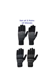 LOOM LEGACY Men Pack of 2Striped Acrylic Winter Gloves