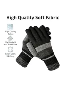 LOOM LEGACY Men Pack Of 2 Patterned Acrylic Winter Gloves
