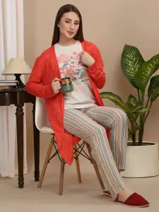 Sweet Dreams Women Printed 3 Piece Night suit