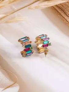 Rubans 18K Gold-Plated Multicolor Gemstone Hoop Earring