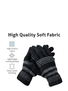 LOOM LEGACY Men Pack of 2  Striped Winter Gloves