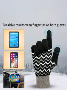 LOOM LEGACY Men Pack of 2 Striped Acrylic Winter Gloves