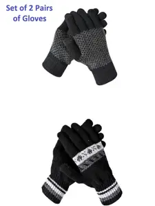 LOOM LEGACY Men Pack of 2 Striped Winter Gloves