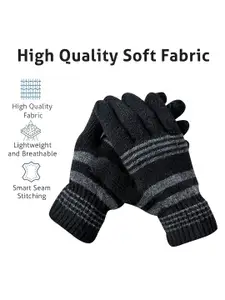 LOOM LEGACY Men Pack of 2 Striped Acrylic Winter Gloves