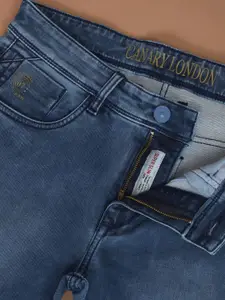 Canary London Men Smart Skinny Fit Low-Rise Heavy Fade Printed Stretchable Jeans