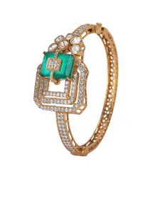 AURAA TRENDS Gold Plated Artificial Stones Studded Bangle Style Bracelet