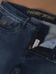 Canary London Men Smart Skinny Fit Low-Rise Light Fade Printed Stretchable Jeans