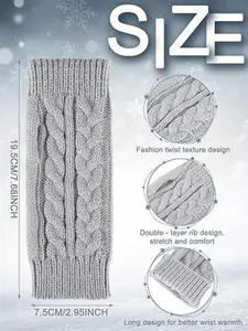 Alexvyan Women Patterned Acrylic Fingerless Gloves