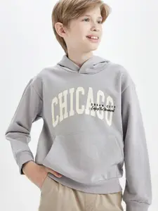 DeFacto Boys Typography Printed Hood Long Sleeves  Pullover